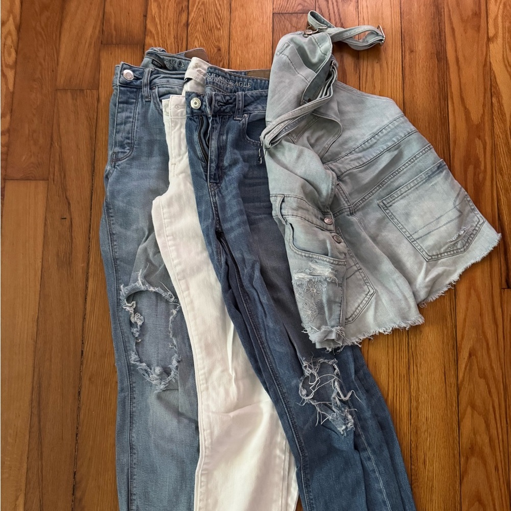 American Eagle Outfitters Women's Skinny Jeans - Blue, White, Gray